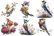 Floral Cute Birds Clipart, an Illustration by Pixels.Craft (Thumbnail 5 of 5)