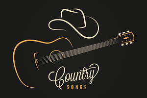 Country Music Poster With Cowboy, an Object Illustration by PushLogo