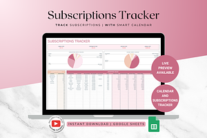Subscriptions Tracker - Red, a Templates & Theme by The Creative Plans co