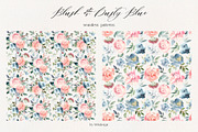 Blush & Dusty Blue Floral Clipart, a Decorative Illustration by whiteheartdesign (Thumbnail 9 of 11)