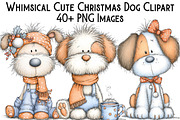 Whimsical Cute Christmas Dog Clipart, an Illustration by Pixels.Craft (Thumbnail 1 of 6)