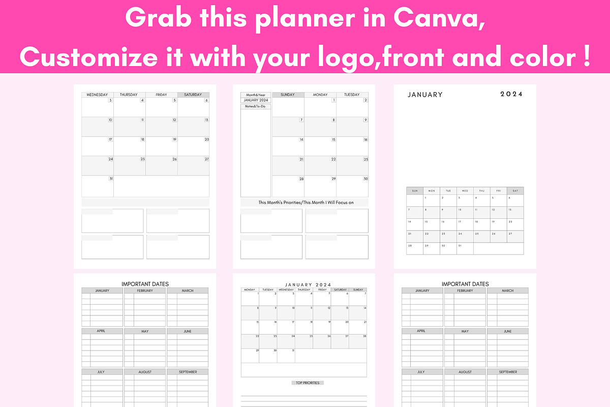 2024 Monthly Calendar Template, a Brochure Template by LA Design (Photo 5 of 9)