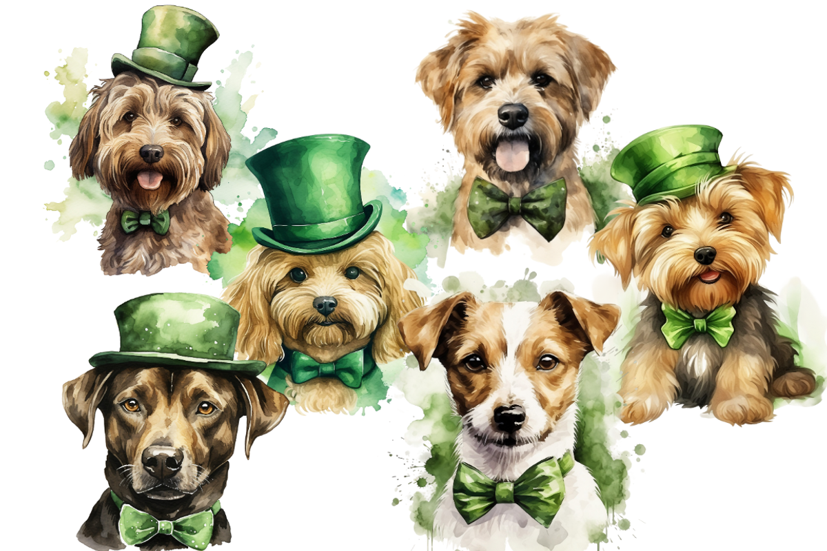 St. Patrick's Cute Dog Cliparts, an Animal Illustration by Mash Mash Stickers (Photo 7 of 9)