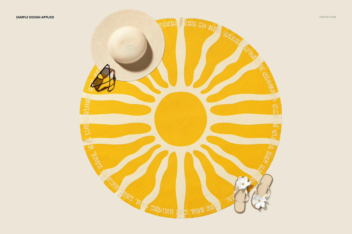 Microfiber Round Beach Towel Mockup, a Product Mockup by Creatsy (Photo 4 of 9)