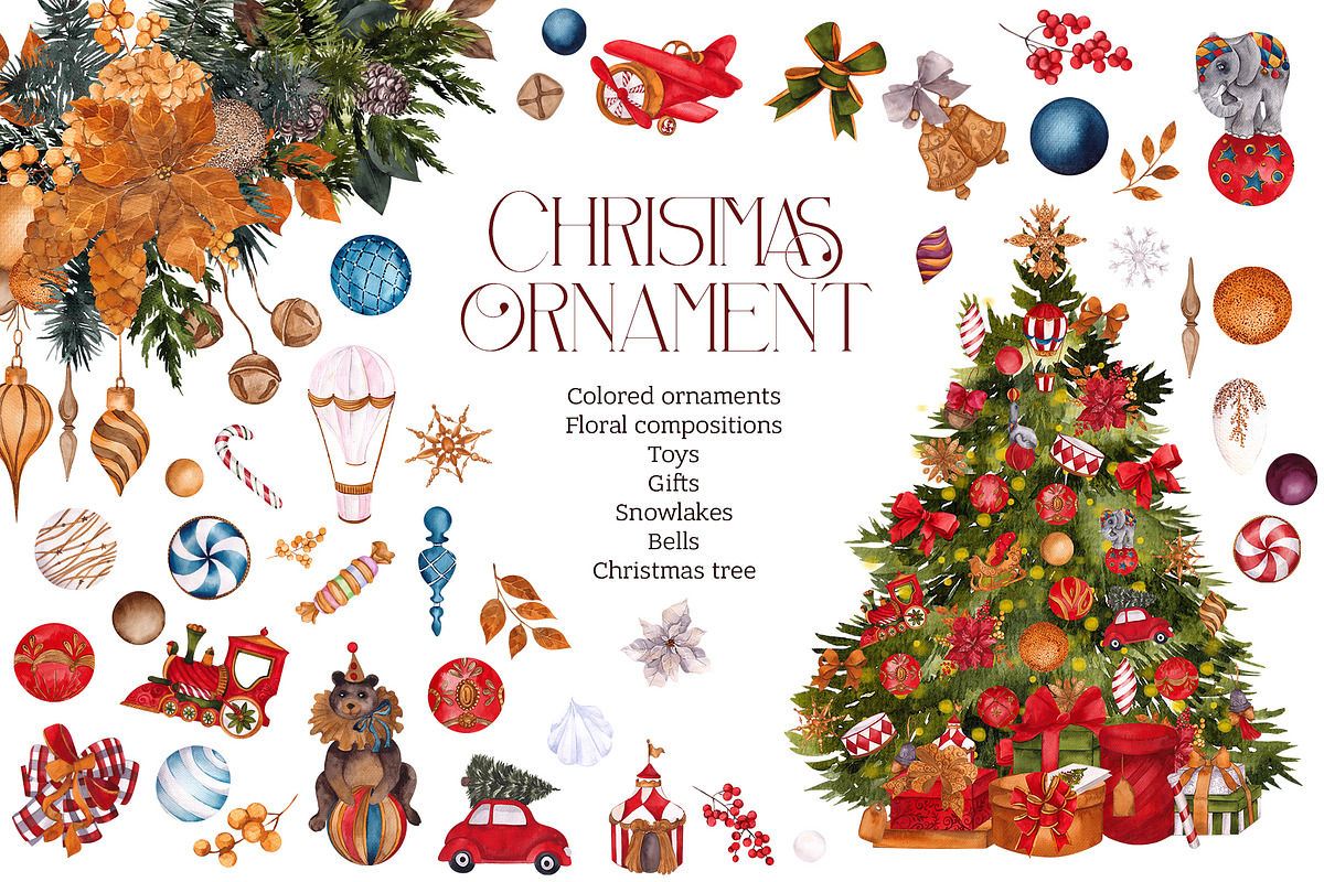 Watercolor Christmas ornaments, an Object Graphic by ma_i_vi (Photo 1 of 20)