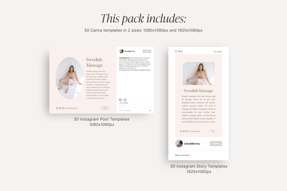 Canva Massage Therapist templates, a Social Media Template by LiliesandBerries (Photo 14 of 21)