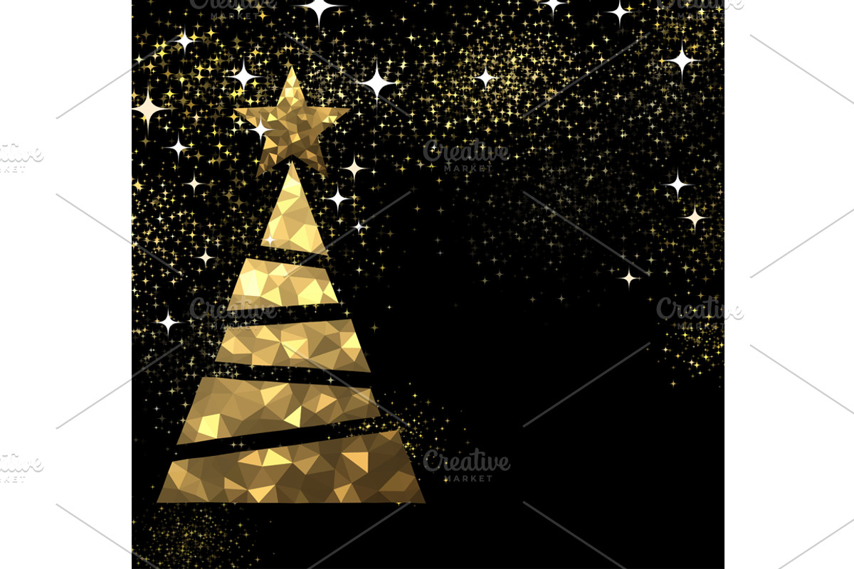 Golden Christmas trees set, a Decorative Illustration by Vjom (Photo 9 of 12)