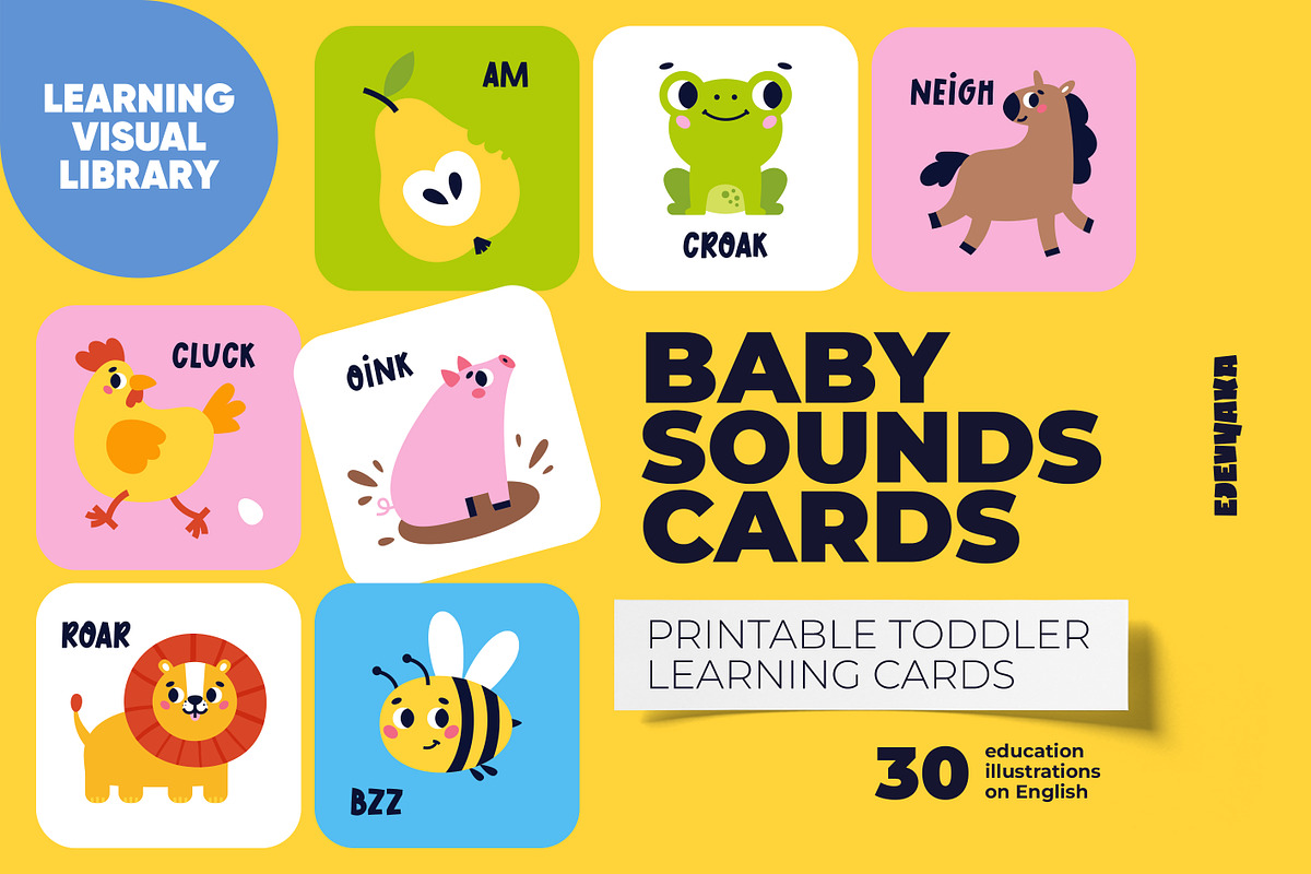 Baby Sounds Printable Flashcards, a Card Template by Ejevyaka (Photo 1 of 5)