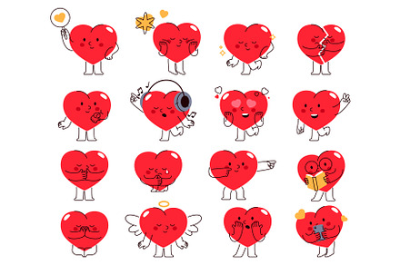 Emotional anthropomorphic hearts set, an Object Illustration by Elegant Solution