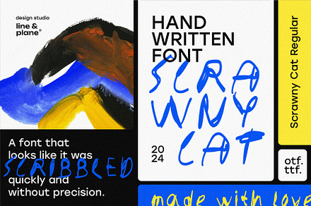 Scrawny Cat Regular Handwritten Font, a Handwritten Font by line & plane