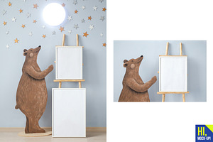 Kids Frames Interior Mockups Bear