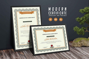 159. Modern Certificate Template, a Stationery Template by CreativeRezwan