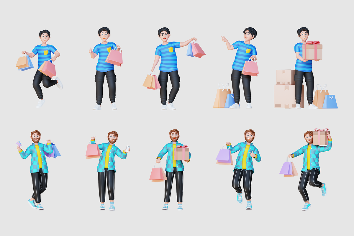 3D Online Shopping Character Kit, a Scene 3D Model by Flat Icons (Photo 8 of 8)
