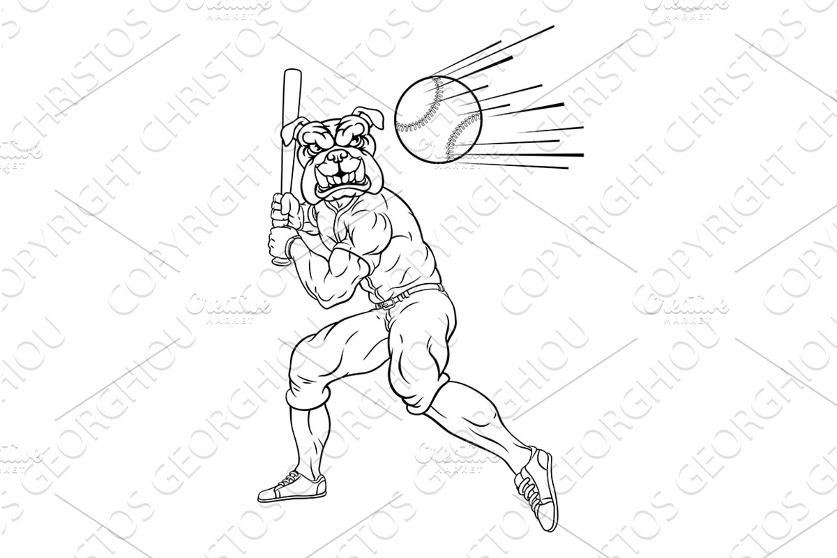 Bulldog Baseball Player Mascot, a Sport Illustration by Christos Georghiou