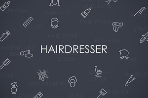 Hairdresser Thinline Icons