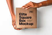 Square Box Packaging Mockup & Hands, a Packaging Mockup by Elite Mockups (Thumbnail 3 of 8)