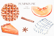 Watercolor Pumpkin Pie, a Food Illustration by YuliyaArtGarden (Thumbnail 2 of 4)