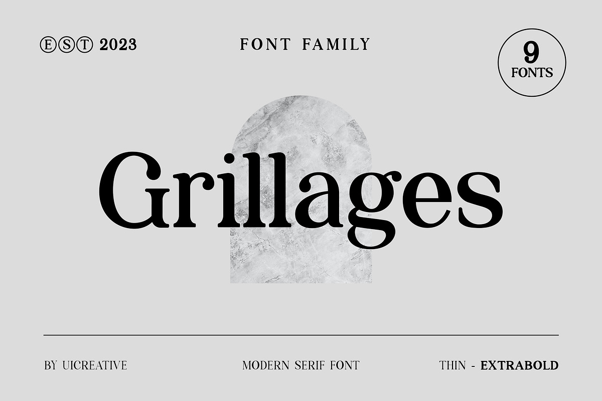 Grillages Modern Serif Font, a Serif Font by UICreative (Photo 1 of 11)