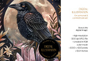 Rose Quartz Raven Illustration, an Animal Illustration by The Dutch Lady Designs (Thumbnail 4 of 4)