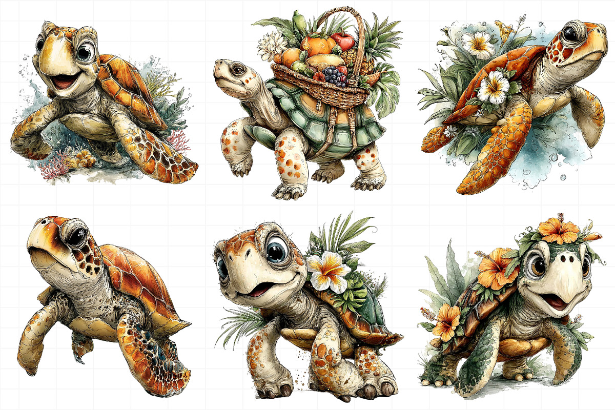 Tropical Turtle Clipart, an Illustration by Daily.Designs (Photo 3 of 7)