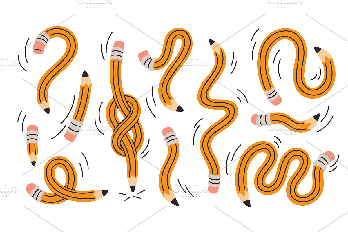 Twisted pencils. Long curved shapes, an Education Illustration by YummyBuum