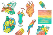 Hello Summer Clipart, an Illustration by GlamArtZhanna (Thumbnail 4 of 4)
