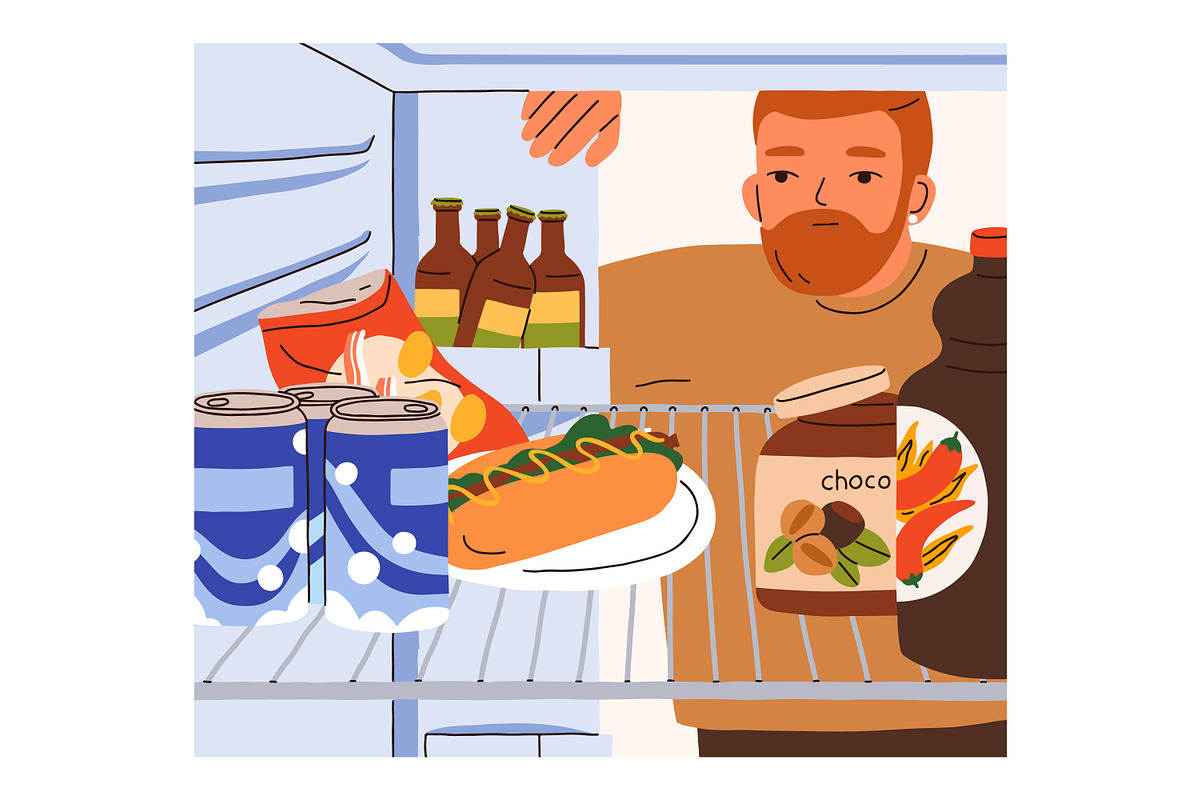 People look for food in fridge set, a Food Illustration by Good Studio (Photo 4 of 7)