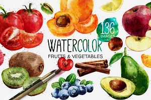 Watercolor Fruits And Vegetables