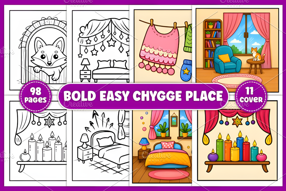 Hygge Place Bold and Easy Coloring, a Decorative Illustration by Coco Bloom (Photo 1 of 3)
