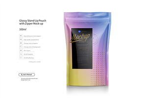 Glossy Stand Up Pouch Mockup