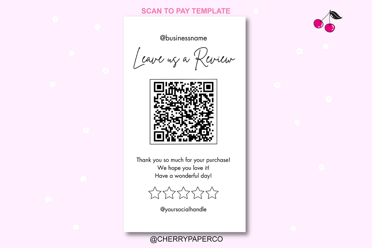 QR Code, Scan To Pay Sign Template, a Social Media Template by Cherry Paper Co (Photo 3 of 6)