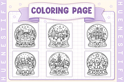 Snow Globe Coloring Book, a Seasonal Illustration by HueNestify (Thumbnail 2 of 4)