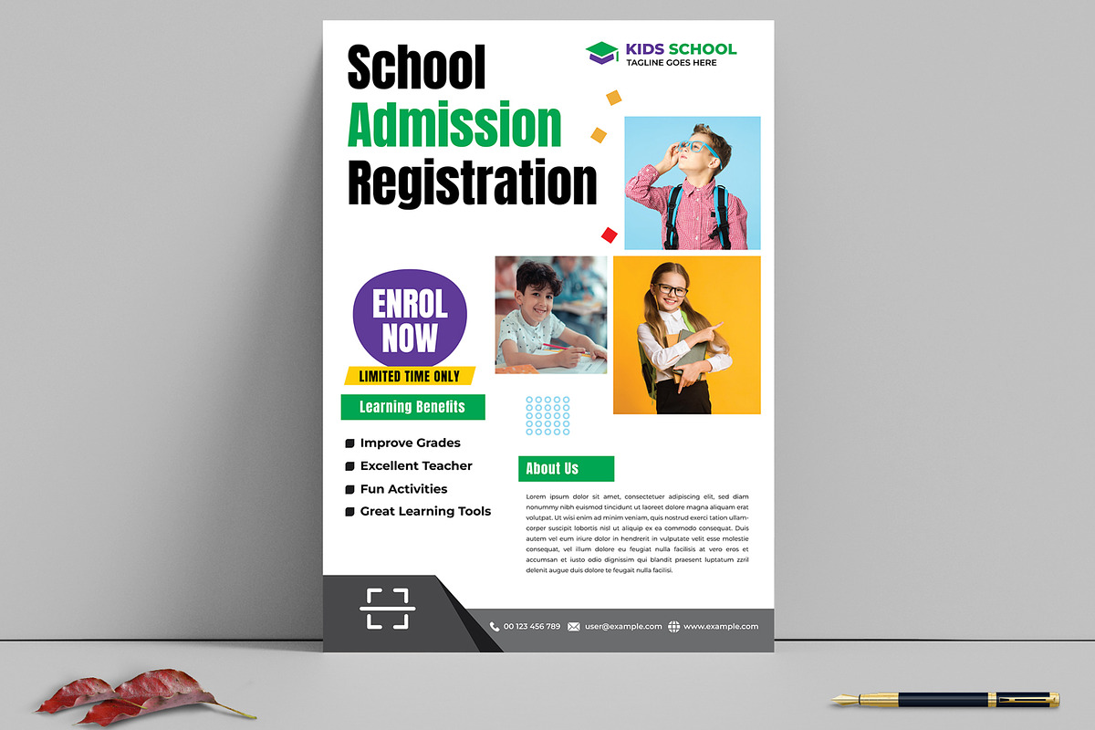 School Admission Flyer Design, a Flyer Template by MightyDesign (Photo 1 of 8)