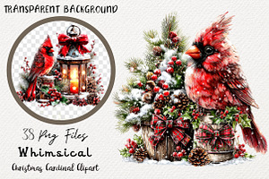 Whimsical Christmas Cardinal Clipart
