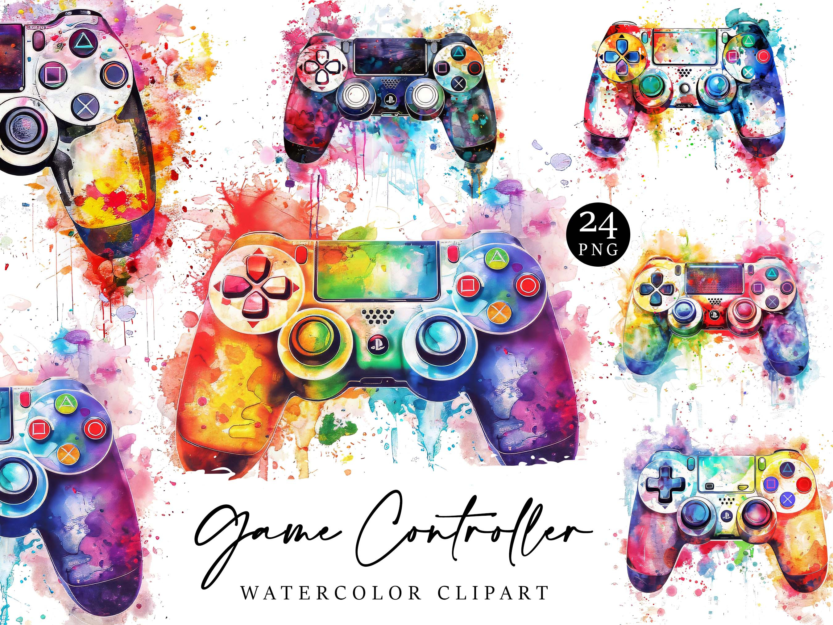 Watercolor Game Controller Clipart, an Object Illustration by Design Scotch