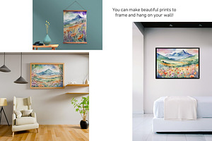 Watercolor Mountain Landscapes Set 4