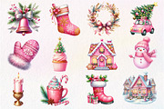 Pink Christmas Sublimation Clipart, an Illustration by Dream Creation (Thumbnail 2 of 5)