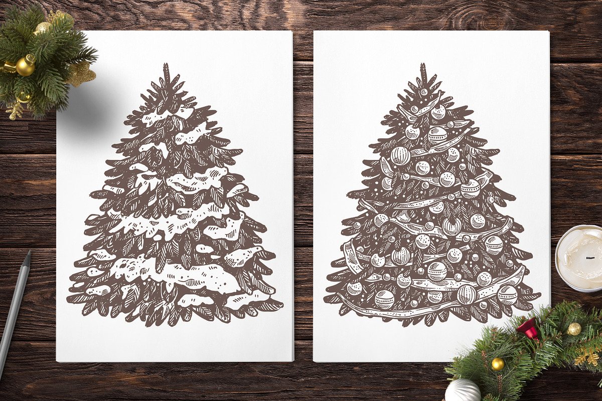 Hand Drawn Christmas Elements, a Decorative Illustration by alexrockheart (Photo 5 of 9)