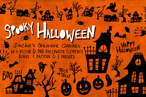 Spooky Halloween: Hand Drawn Set, an Illustration by Jackie's Creative Goodies