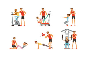 Personal Gym Coach Helping People, a Sport Illustration by TopVectors
