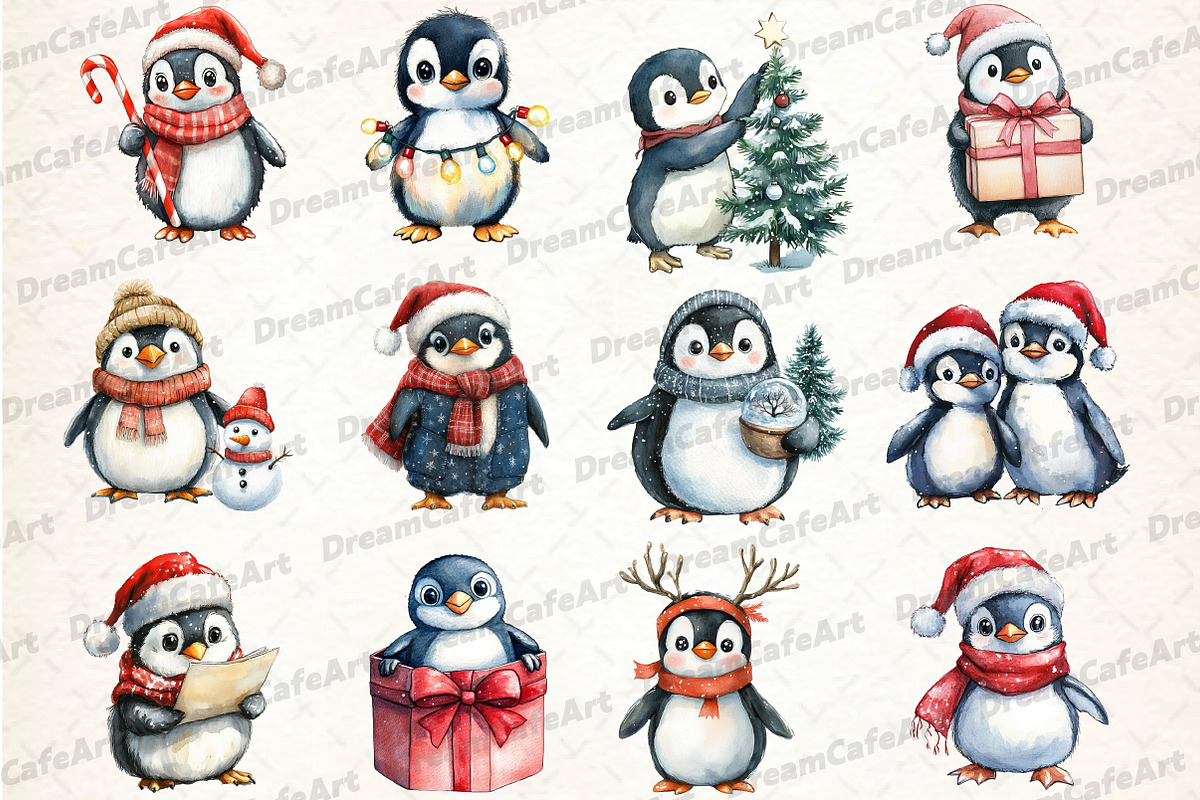 Winter Penguin Christmas Penguin, an Illustration by DreamCafeArt (Photo 3 of 5)