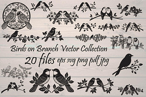 Birds on Branch Vector Collection, an Illustration by Designer_Momina