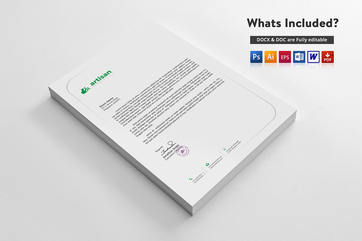 Letterhead Word Template, a Stationery Template by artisanHR (Photo 3 of 5)
