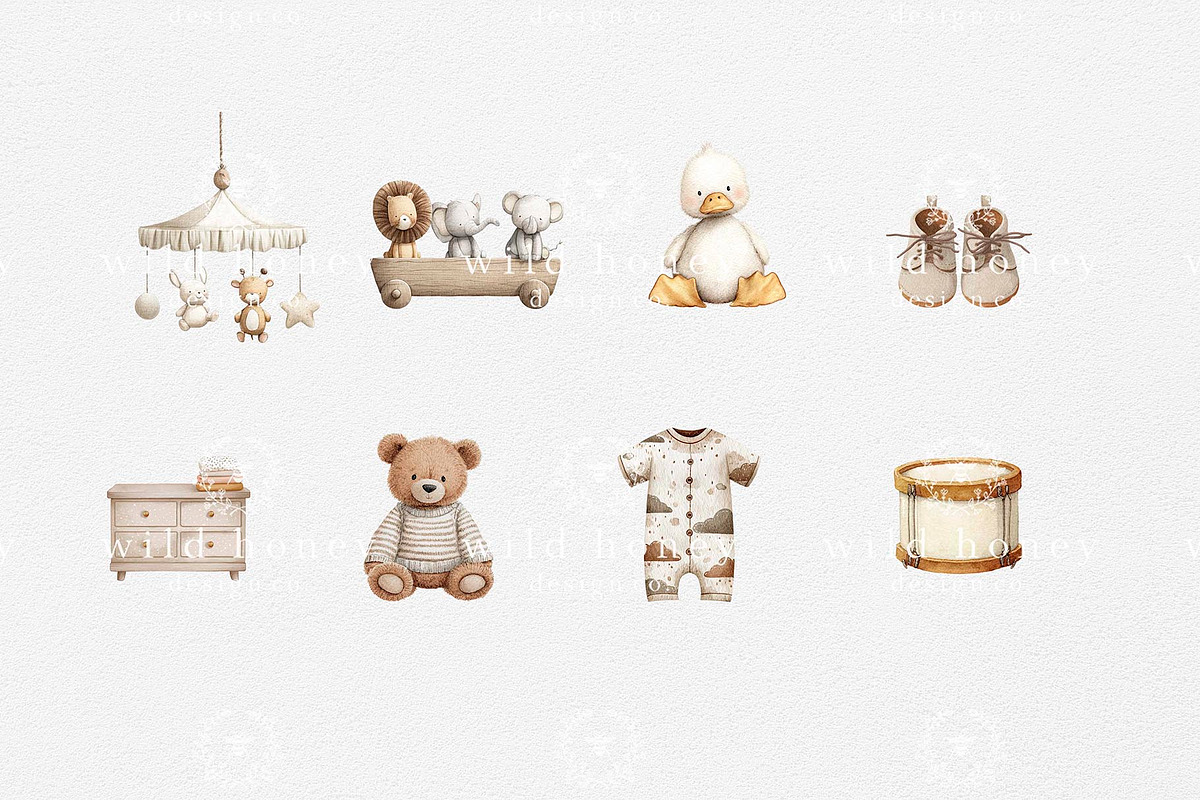 Baby Neutrals Watercolor Clipart, a Person Illustration by Wild Honey Design Co. (Photo 4 of 5)