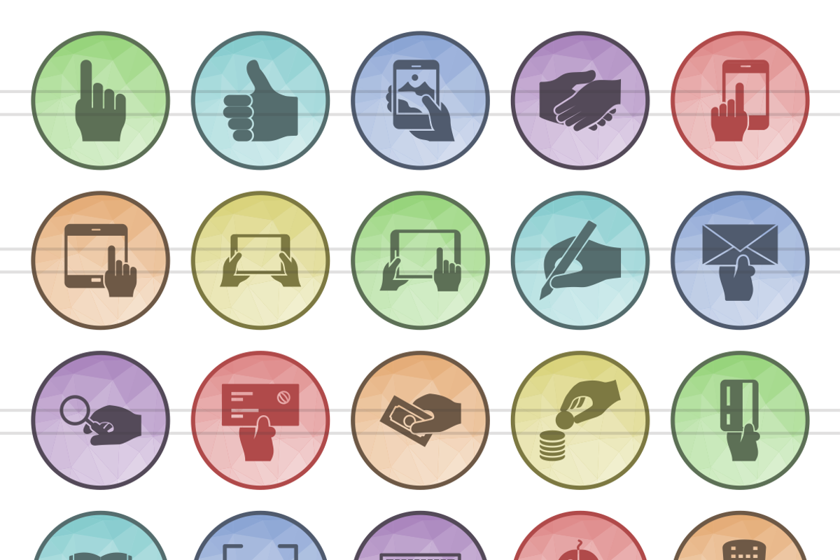 50 Hand Action Filled Low Poly Icons, an Icon by IconBunny