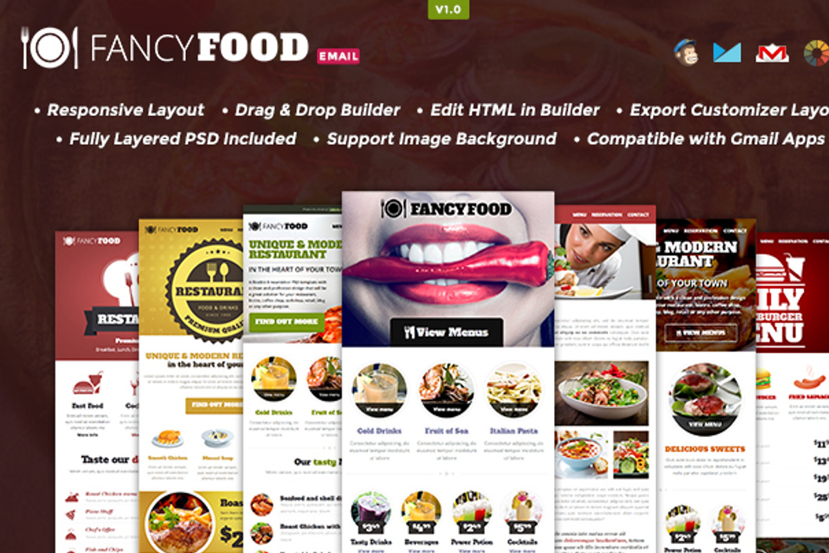 Restaurant - Responsive Email Bundle, an Email Template by NancyS (Photo 1 of 2)