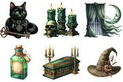 Antique Green Halloween Clipart, an Illustration by DreamArtGraphic (Thumbnail 2 of 5)