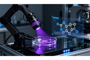Robotic arm scanning petri dish with, a Technology Photo by tilialucida