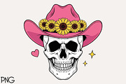 Pink Cowgirl Skull PNG, an Illustration by Black Bird Studio (Thumbnail 1 of 4)