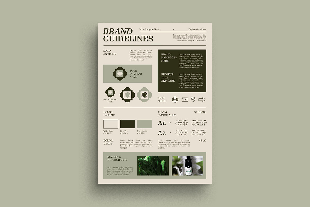 Green Skincare Brand Guideline, a Print Template by graphicook (Photo 1 of 3)